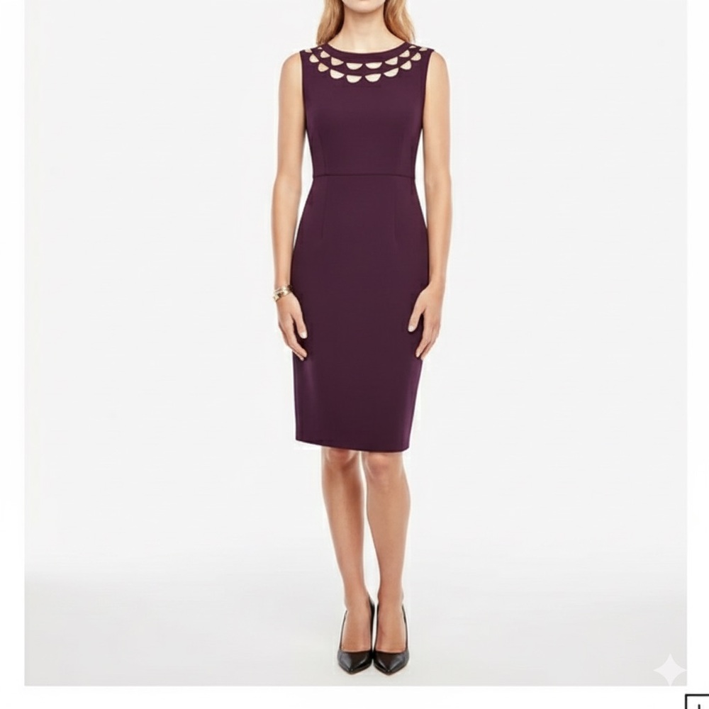 Ann Taylor Scalloped Neckline Sheath Dress Size 8